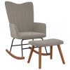 Scaun balansoar Gossi cu taburet, catifea gri deschis, living,relaxare, 61x78x98 cm