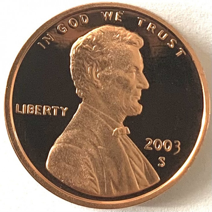 AMERICA 1 CENT 2003 PROOF LITERA S.( Memorialul Lincoln)