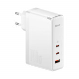 &Icirc;ncărcător rapid GaN5 Pro 2xUSB-C+USB 140W EU alb CCGP100202 Baseus