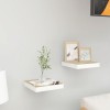 Gossi rafturi perete suspendate 2 buc. alb/stejar 23x23,5x3,8 cm mdf