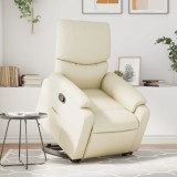 vidaXL Fotoliu rabatabil cu ridicare, crem, piele ecologică 3204887