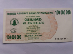 ZIMBABWE - 100 000 000 dollars 2008-UNC foto
