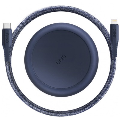Cablu Date si Incarcare USB la USB Type-C UNIQ Halo, 3A, Cu Organizator, 1.2 m, Bleumarin foto