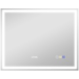 HOMCOM Oglindă baie LED bluetooth 80 x 100 cm &icirc;ntrerupător tactil lumină reglabilă 3 culori anti-ceață memorie argintiu | Aosom Romania