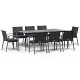 Set mobilier de gradina cu perne, 9 piese, poliratan si otel