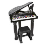 Mini pian pentru copii Bontempo, inaltime 60 cm, 8 sunete, 4 ritmuri, microfon si scaun incluse, 3 ani+, Bontempi