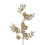Crenguțe Decorative, GL, Frunze și Rodii, Culoare Auriu, 55 cm, Oem