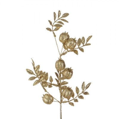 Crenguțe Decorative, GL, Frunze și Rodii, Culoare Auriu, 55 cm foto