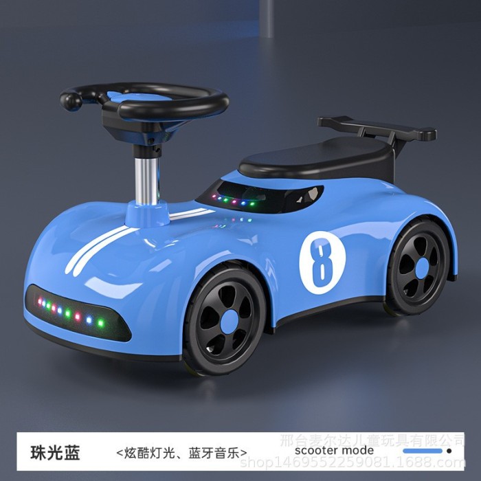 Children&#039;s scooter walker 1-3 years old Bluetooth music yo-yo car - color: blue; size: 59.26.31