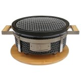 Gratar cu carbuni, grill rotund, ceramic, Hibachi, 31x19.5 cm, Perfect Home GartenVIP DiyLine