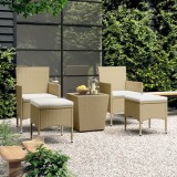 Set mobilier bistro, 3 piese, bej, poliratan/sticla securizata GartenMobel Dekor, vidaXL