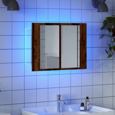 Gossi dulap cu oglinda &amp;amp; led lemn vechi 60x12x45 cm lemn prelucrat foto