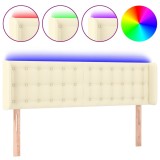 Cumpara ieftin Tablie de pat cu LED, crem, 147x16x78/88 cm, piele ecologica