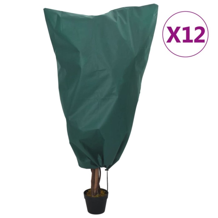 Protecții fleece pentru plante, cu șnur, 12 buc 70 g/m&sup2; 0,8x1 m