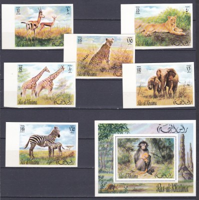 DB1 Fauna Africana Ras al Khaima 12 v. + SS NDT MNH foto
