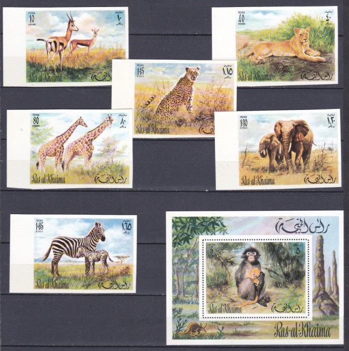 DB1 Fauna Africana Ras al Khaima 12 v. + SS NDT MNH