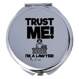 Oglinda machiaj, personalizata, din inox, dubla, saculet catinea, cu mesaj pentru o Avocata