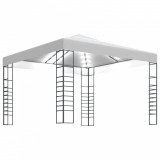 Pavilion de grădină cu șiruri de lumini LED, alb, 3x3 m, vidaXL