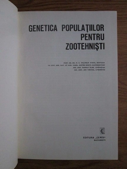 GENETICA POPULATIILOR PENTRU ZOOTEHNISTI