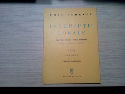 EMIL LERESCU (autograf) - Inscriptii corale - Madrigale - 1975, 36 p.; 385 ex. foto