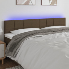 vidaXL Tăblie de pat cu LED, gri taupe, 160x5x78/88 cm, textil foto