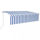 Copertina automata cu stor&amp;LED&amp;senzor vant, albastru/alb, 6x3 m