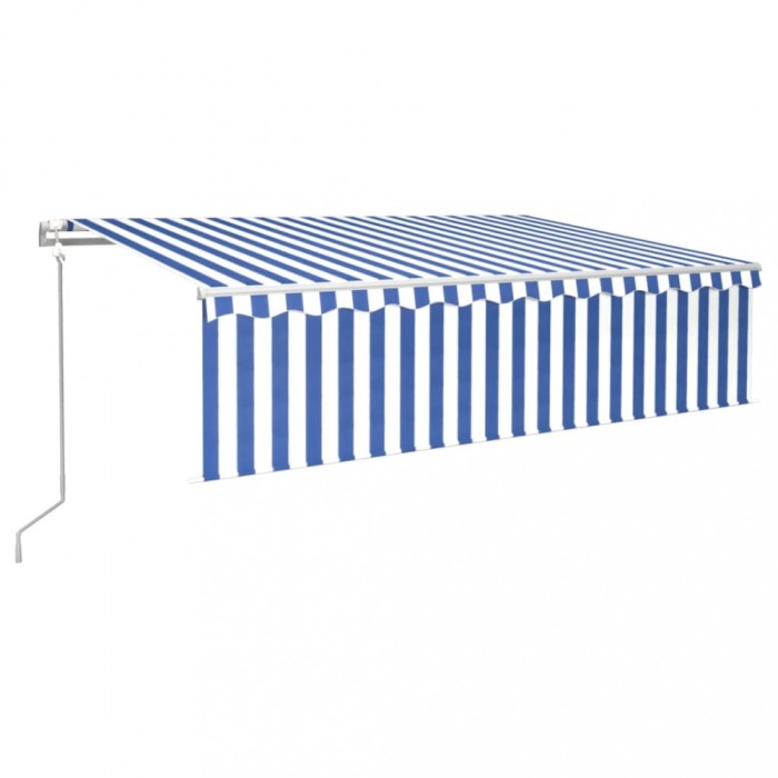 Copertina automata cu stor&amp;LED&amp;senzor vant, albastru/alb, 6x3 m