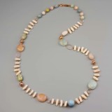 Cumpara ieftin Colier Alma din coral roz și acvamarin multicolor