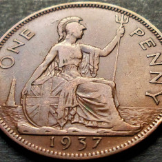 Moneda istorica 1 (ONE) PENNY - MAREA BRITANIE, anul 1937 *cod 5214 GEORGIVS VI