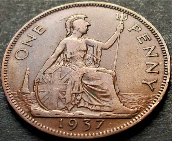 Moneda istorica 1 (ONE) PENNY - MAREA BRITANIE, anul 1937 *cod 5214 GEORGIVS VI