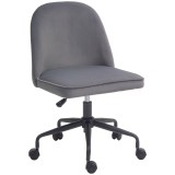HOMCOM Scaun pentru Birou, Scaun din Catifea, Scaun Reglabil pe &Icirc;nălțime cu Roți Pivotante și Spătar Central, 52x52x80-88 cm, Gri | Aosom Romania