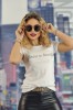 U844-2 Tricou casual cu imprimeu text, L/XL, M, M/L, S/M