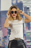 U844-2 Tricou casual cu imprimeu text, L/XL, M, M/L, S/M