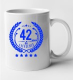 Cana alba personalizata &quot;42 ani de excelenta&quot;, INOVATIX&reg;. 330 ml