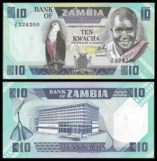 = ZAMBIA - 10 KWACHA - 1980-1986 - UNC = foto