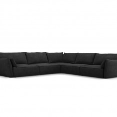 Coltar simetric 7 locuri, Kaelle, Micadoni Home, BL, 286x286x85 cm, poliester chenille, negru