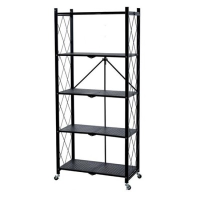 Raft depozitare, MagicHome, metalic, pliabil, pe roti, 5 polite, negru, max 250 kg, 72x34x163 cm GartenVIP DiyLine foto