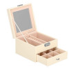 Cutie bijuterii Springos cu oglinda, cheie, 2 nivele, crem-roz, organizator accesorii
