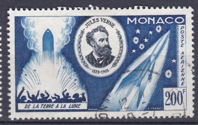 DB1 Monaco 1955 Jules Verne De la Pamant la Luna 1 v. stampilat foto
