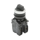 Buton selector negru cu 3 pozitii 2NO, 10A/600V AC, 1A/250V DC LA42 Breckner Germany