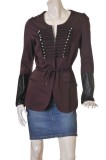 Tunica Sacou Dama Mov Army Denim Bumbac, Accente Piele, Marime 46 (XL), PULZ JEANS