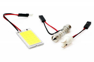 Bec de pozitie tip LED , cu adaptor T10 W2.1x9.5 W5W si sofit C5W Festoon, 12V, 1xCOB-18 , culoare alb , AMIO, 1 buc AutoDrive ProParts foto