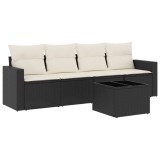 Cumpara ieftin Set mobilier de gradina cu perne, 5 piese, negru, poliratan