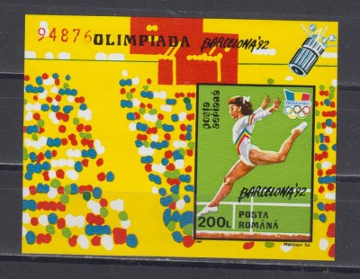 A11 TX2 12 - 1992 - JO de vara Barcelona - colita nedantelata foto