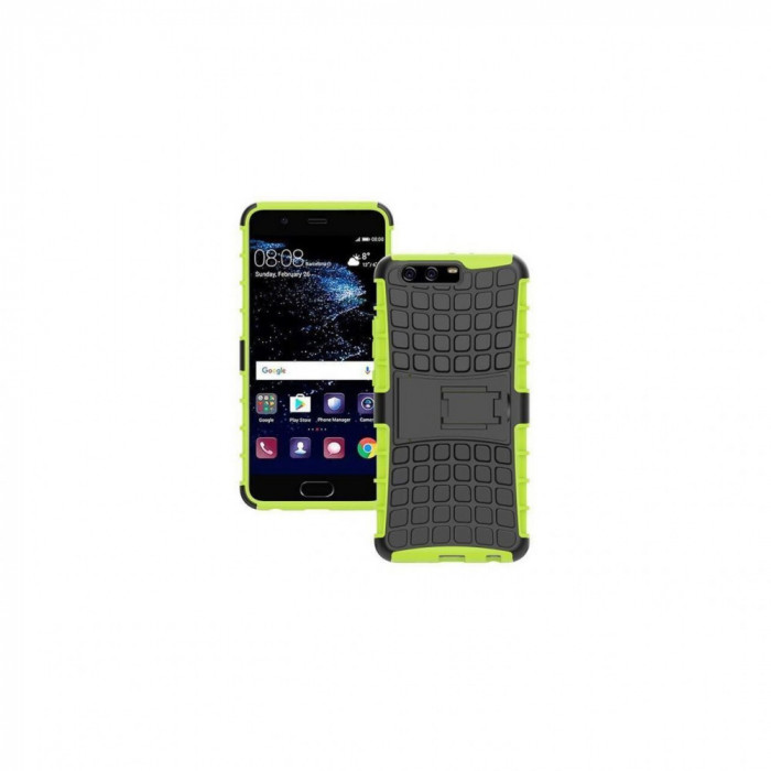 Husa Iberry Hybrid Panzer cu Suport Birou Verde Pentru Huawei P10