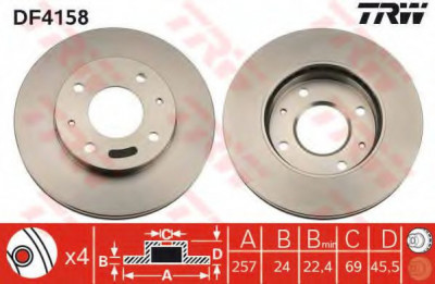 Disc frana HYUNDAI SONATA IV (EF) (1998 - 2005) TRW DF4158 foto