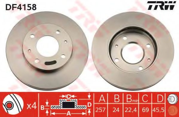 Disc frana HYUNDAI SONATA IV (EF) (1998 - 2005) TRW DF4158