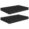 Rafturi de perete suspendate 2 buc., negru, 40x23x3,8 cm, MDF