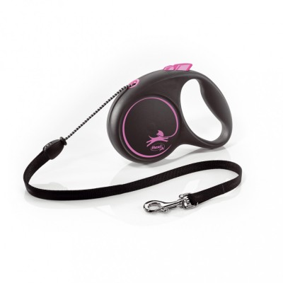 Flexi Black Design, M Cord, lesa retractabila, 5m, roz foto