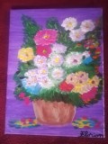TABLOU PE PANZA CU SASIU NOU 30X40 CM VAS CU FLORI PRET DOAR 20 LEI